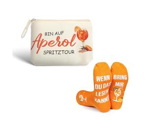 Aperol Gift Set - Aperol Makeup Bag & Socks Gift Set for Women, Funny Aperol Spritz Gift Idea, Gift for Women, Cosmetic Bag & Socks 36-42