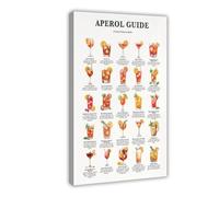 Aperol Guide, Aperol-based Cocktails, Cocktails Recipe Print, Aperol Spritz Art, Kitchen Bar Wall Art 12x18inch(30x45cm) Frame
