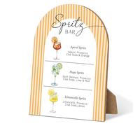 Aperol Hugo Limoncello Spritz Bar Table Sign - Spritz Cocktail Recipe, Perfect for Bridal Shower and Baby Shower, Summer Wedding Decorations, Graduate, Retire, 6×8 Arch Wooden Play Sign with Stand