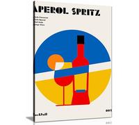 Aperol Spritz Cocktail Bauhaus Art Print Framed Canvas Print, Pictures for Home Walls, Bedroom, Living Room & Bathroom Decor 61x41cm (24x16in)
