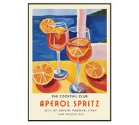 Aperol Spritz Cocktail Club Art Print, Vintage Italian Drink Poster, Padova Origin 1920 (A4-21.0 x 29.7cm)