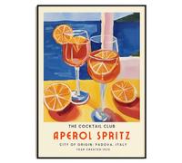 Aperol Spritz Cocktail Club Art Print, Vintage Italian Drink Poster, Padova Origin 1920 (B2-50 x 70cm)