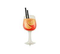 Aperol Spritz Foil Balloon, Cocktail Glass Design, Orange and Black, 34 x 100 cm, with Straw, Self-Sealing