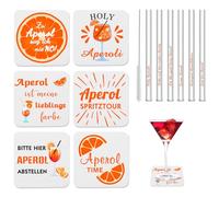 Aperol Spritz Gift Pack of 12 Includes Aperol Straws Glass White Aperol Felt Coasters Aperol Spritz Accessories for Women Men Colleagues Friends Family