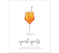 Aperol Spritz Poster | 8x10 Unframed Home Bar Wall Art | Recipe Cocktail Poster | Mix and Match Bar Cart Prints For Kitchen, Dining Room | Illustrated Aperol Spritz Party Decor | Mod Day Art