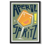 Aperol Spritz Print, Cocktail Poster, Framed Wall Art, Modern Kitchen Decor, Drinks Poster, Gift Idea, Archival Matte, A4 (Framed) - 29.7x21cm