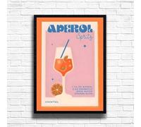 AperolSpritz - Vintage Cocktail Print, Home Bar Art Display - Retro Bar Decor for Home, Kitchen, Lounge - Ideal Poster for Cocktail Lovers, A4 A3 Home Decoration Wall Art Deco (A4 Framed (Black))
