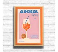 AperolSpritz - Vintage Cocktail Print, Home Bar Art Display - Retro Bar Decor for Home, Kitchen, Lounge - Ideal Poster for Cocktail Lovers, A4 A3 Home Decoration Wall Art Deco (A4 Framed (Oak))