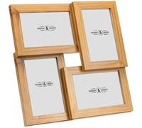 Aperture Photo Frame 6" x 4” | Picture Wooden Photograph Frames | 4 Multi Picture Frame | Free Standing or Wall Mounted | M&W (Light Wood)