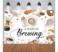 Aperturee 6x4ft Coffee Baby Shower Decoration Backdrop a Baby is Brewing Banner Bottle and Brunch Tea Coffee Beans Croissant Newborn Birthday Cake Smash Photo Props Cake Table Banner