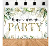 Aperturee 7x5ft House Warming Party Backdrop Spring Gold Green Leaves Photography Background Home Sweet Home New House Party Banner Decorations Supplies Photo Booth Props