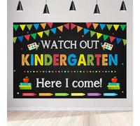 Aperturee Kindergarten Back to School Backdrop 5x3ft Watch Out Here I Come First Day of School Preschool Photography Background Kids Classroom Party Decoration Supplies Banner Photo Booth Studio Prop