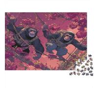 Apes Swing on The Tree in Climbing Gear Jigsaw Puzzles. 1000pcs (75x50cm) Whimsical Challenge Toy for Educational Games Gifts