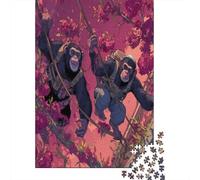 Apes Swing on The Tree in Climbing Gear Puzzle 70x50cm/1000pcs Puzzles, Die Für Erwachsene Und Personen Ab 14 Jahren Geeignet Sind