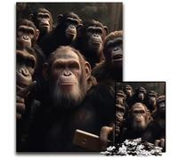 Apes Taking A Selfie Puzzle 1000 Pieces Jigsaw Paper Jigsaw Puzzles Fun at Home Activities Birthday Present Travel Gifts 1000 PCS(38x26cm)