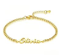 Apeso Custom Bracelet with Name, Personalized Name Bracelets for Women, 18K Gold Plated Adjustable Charm Bracelet Personalized Birthday Gifts for Sister Mom