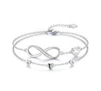 Apeso Infinity Bracelet Personalised Name Bracelet with Birthstone for Women, Custom Dainty Anklet Bracelet Valentines Day Gifts for Wife, Mothers Day Gifts for Mum and Daughter (3 Heart)