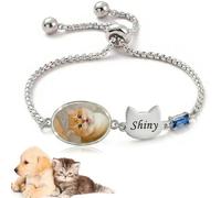 Apeso Personalized Dog Cat Photo Bracelet, Custom Engraved Name Resin Drip Pet Photo Bracelet, Pet Memorial Gifts for Pet Lover