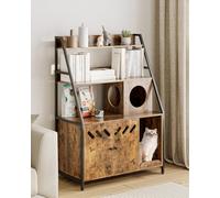 Apetaccat Cat Litter Box Housing, Cat House for Indoor Spaces, Large Mid-Century Litter Box Furniture Hidden with Scratching Mat, Fits Most Cats and Litter Box (Rustic Brown)