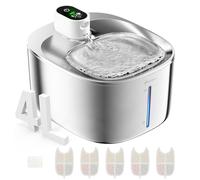 APETDOLA Cat Water Fountain, Wireless 135 fl oz/4L Battery Operated Cat Fountain Stainless Steel with Water Level Window, 3 Work Modes, Cordless Pet Water Fountain for Cats, Dogs (white, 5 filter)