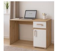 Apetito 09 Childrens Study Desk Kids Workstation With Drawer And Cabinet Modern Compact Design For Learning Light Oak White