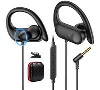 APETOO 3.5mm Headphones with Earhook Mic & Volume Control,4.9ft Workout Wired Earbuds HiFi Stereo Sound in-Ear Sport Earphone for Samsung/Google School Kid Chromebook Tablet Airplane Travel Laptop MP3