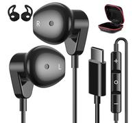 APETOO USB C Headphone for iPad iPhone 16 Pro Max 15 Plus, Samsung S25/S24/S23/S22/S21, HiFi Stereo Type C Earphones USB-C Wired Earbuds with Microphone Volume Control for Pixel/OnePlus/Huawei/Android