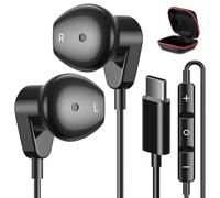 APETOO USB C Headphones for iPad iPhone 16 Pro Max 15 Plus, Samsung S25 S24 Ultra S23 FE S22 S21, USB Type C Earphones HiFi Stereo USB-C Wired Earbuds with Mic Volume Control for Pixel,OnePlus,Huawei