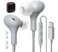 APETOO USB C Headphones for iPhone 17 16 15/Galaxy S26 Wired Earbud Grey