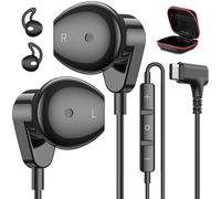 APETOO USB C Headphones for iPhone 17 16 15 Pro Max iPad, Right Angle USB-C Wired Earbuds with Mic Volume Control HiFi Stereo Type C Earphones for Galaxy S25/S24/S23/S22 Ultra, Pixel 10 9 8 7 6, Black