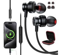 APETOO USB C Headphones with Charging for iPhone 16 15 Plus Pro Max,Samsung S24 S23 S22 A53,Magnetic USB-C Wired Earbuds Noise Canceling in-Ear Earphones with Mic Volume Control for iPad,Pixel,Oneplus