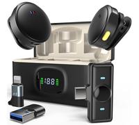 APETOO Wireless Lavalier Microphone for iPhone 16 15 Pro Max Plus/Android, 2pc Mini Microphone with Noise Reduction,Echo,Mute,ChargeCase,30H Battery,Clip on Lapel Mic for Vlog Video Podcast Recording