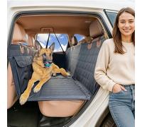 Dog Back Seat Extender - Waterproof Mesh Platform for Cars, Trucks, SUVs - With Storage Pockets and Door Covers (Black)