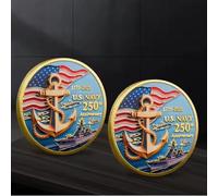 APEUODDHD America Navy 250th Anniversary Collectible Coin Gold Plated U.S. Navy 1775-2025 Souvenir Coin Medal Badge
