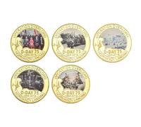 APEUODDHD Normandy Campaign Golden Commemorative Coins Operation Overlord Military Challenge Coins Souvenir Army Collectible Gifts 5pcs