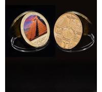 APEUODDHD Seven Wonders of the World Golden Commemorative Coins Set World Architecture Souvenir Coin Travel Collectible Badge Gifts 7pcs