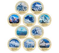 APEUODDHD Top 10 Highest Mountains Peaks in the World Commemorative Coins Set Challenge Coin for Collection 10PCS