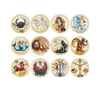 APEUODDHD Twelve Constellations Coins Set in Box Zodiac Signs Lucky Coins Collectible Wishing Coin Birthday Souvenir Gifts 12pcs