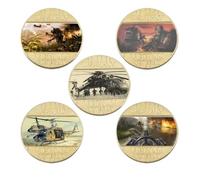 APEUODDHD US Vietnam War Golden Commemorative Coins Collectible Army Coins Set Military Challenge Coin Medal Gifts for Soldiers 5pcs