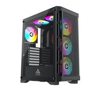 Apevia Hydra-BK Hydra Mid Tower Gaming PC Case w/ 6X 120mm ARGB Fans, 366 RGB Light Modes, High Performance Breathable Airflow Mesh Front Panel, Tempered Glass Side Panel, 1X USB3.0, 2X USB2.0, Black