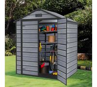 (Apex 6X4.4FT) Plastic Garden Shed with Floor Lockable Wood Grain