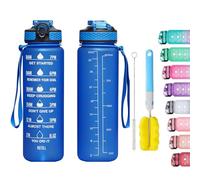 Apex.99 1L Water Bottle with Straw,32oz Sports Water Bottles with Time Marking,LeakproofHydration Bottle,Reusable BPA-Free Bottle,1litre Drinks Bottle for Fitness,Gym,Office,outdoor (blue)
