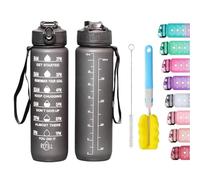 Apex.99 Motivational Water Bottle with Time Markers 1L / 32oz, BPA Free Tritan Leak Proof Gym Water Bottle with Measurements, Reusable Sports Bottle for Men & Women