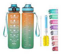 Apex.99 Motivational Water Bottle with Time Markers 1L / 32oz, BPA Free Tritan Leak Proof Gym Water Bottle with Measurements, Reusable Sports Bottle for Men & Women