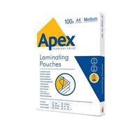 Apex A4 Medium Duty Laminating Pouches 250 Micron Clear (100 Pack)
