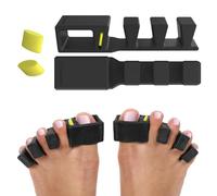 APEX Adjustable Toe Separators - Over 50% Thicker & More Durable - Doctor Recommended - Stretches to Fit - 4 Pack Adjustable Bundle (1 Pair Size S/M & 1 Pair Size Large) (black)