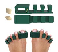 APEX Adjustable Toe Separators - Over 50% Thicker & More Durable - Doctor Recommended - Stretches to Fit - 4 Pack Adjustable Bundle (1 Pair Size S/M & 1 Pair Size Large) (Green)