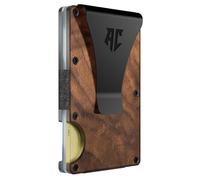 APEX Carry Men's Minimalist Credit Card Holder - Slim Wallet for Men with RFID Blocking - Front Pocket Metal Wallet with Money Clip, Walnut, Minimalist