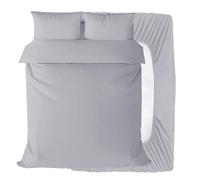 APEX FURNISHINGS 4 Piece Bedding Double Bed Set, Grey Soft Brushed Microfiber Duvet Cover Sets, Fitted Sheet with Pillow Cases- Double Bedding Set.