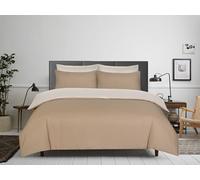 APEX FURNISHINGS Double Duvet Cover Sets - 100% Brushed Microfiber Bedding Quilt Cover with Pillowcases - Mink/Cream